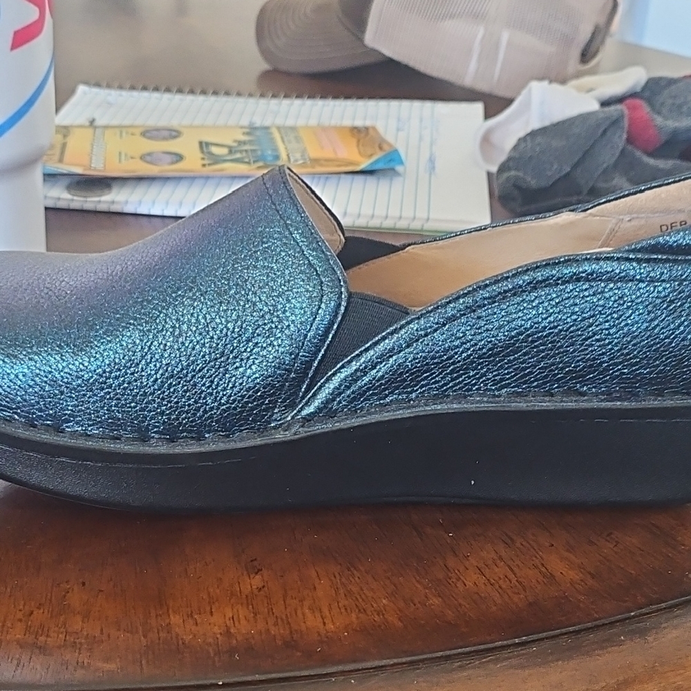 Alegria Metallic Blue Women's Slip-On Shoes